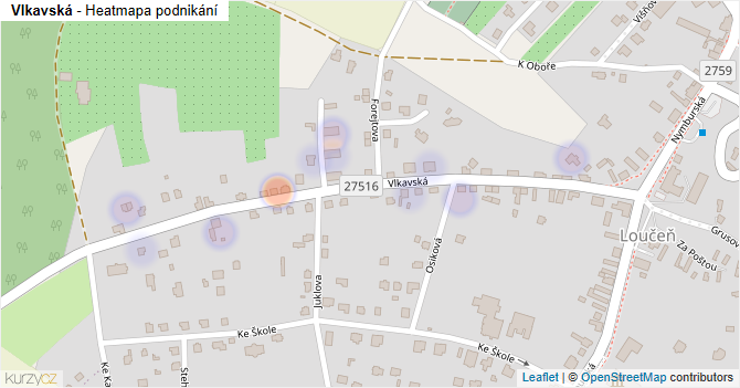 Vlkavská - mapa podnikání