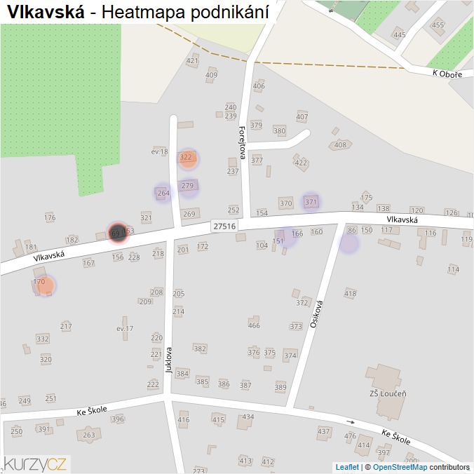 Mapa Vlkavská - Firmy v ulici.