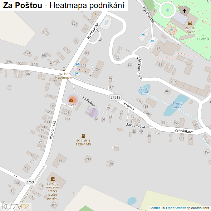 Mapa Za Poštou - Firmy v ulici.