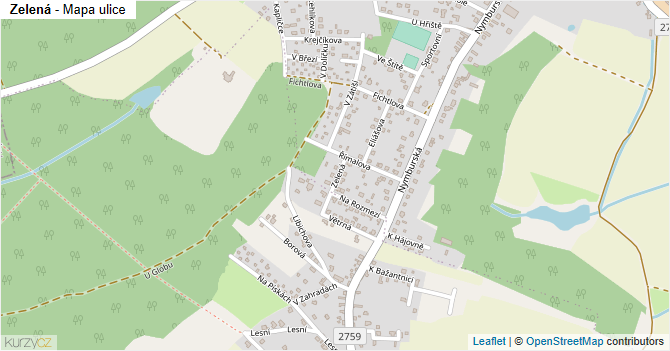 Zelená - mapa ulice