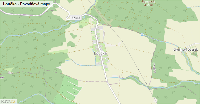 Loučka - záplavové mapy stoleté vody