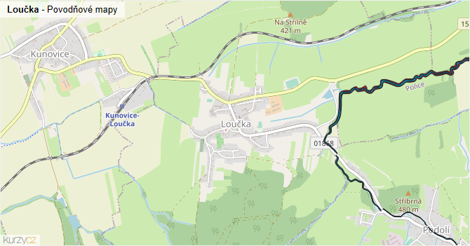 Loučka - záplavové mapy stoleté vody