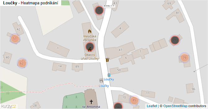 Loučky - mapa podnikání