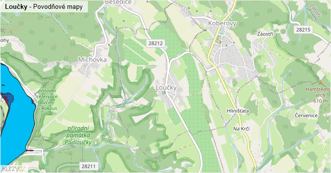 Loučky - záplavové mapy stoleté vody