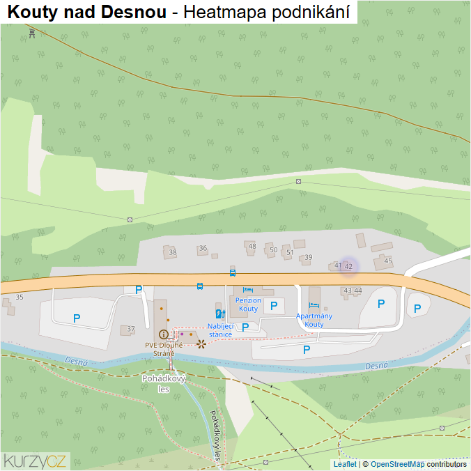 Mapa Kouty nad Desnou - Firmy v části obce.