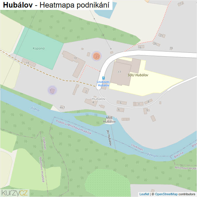Mapa Hubálov - Firmy v části obce.