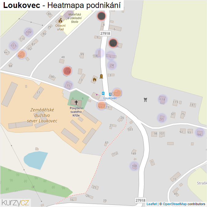 Mapa Loukovec - Firmy v části obce.