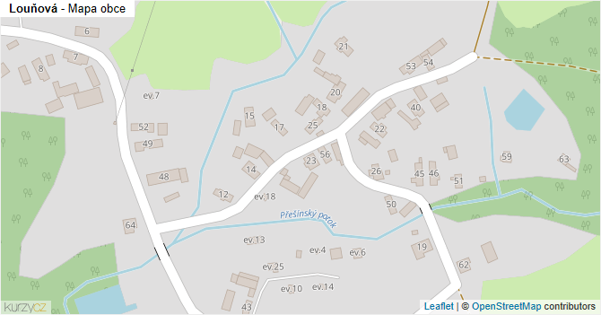 Louňová - mapa obce