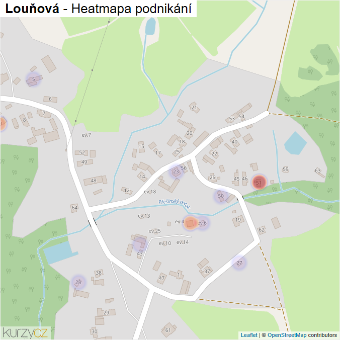 Mapa Louňová - Firmy v části obce.