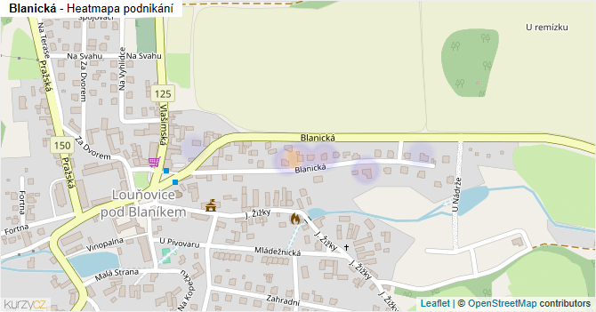 Blanická - mapa podnikání