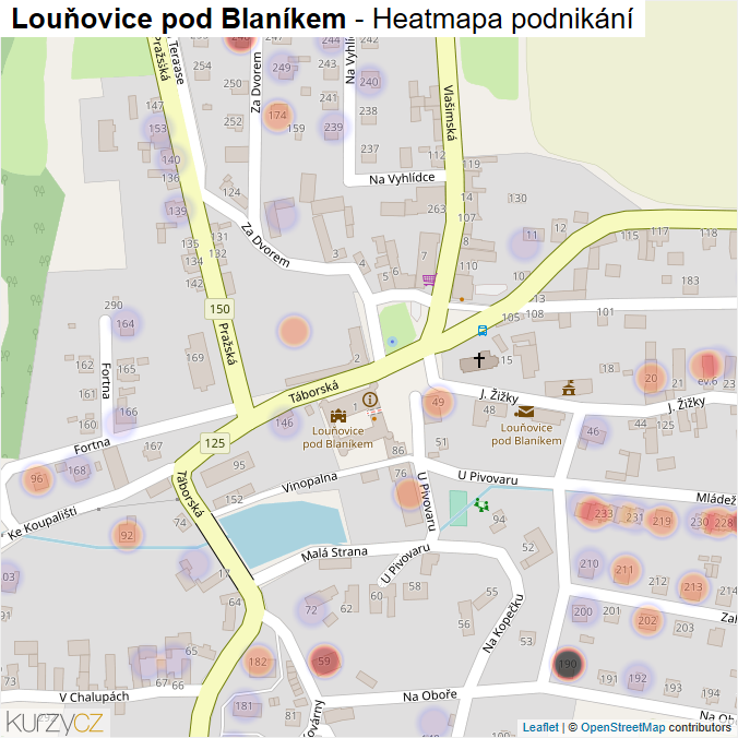 Mapa Louňovice pod Blaníkem - Firmy v části obce.