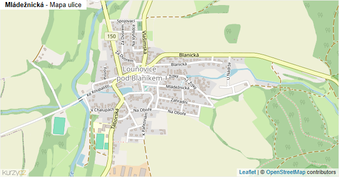 Mládežnická - mapa ulice