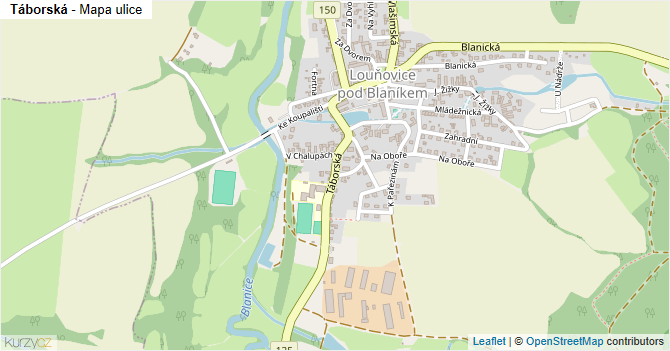 Táborská - mapa ulice