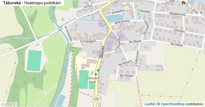 Táborská - mapa podnikání
