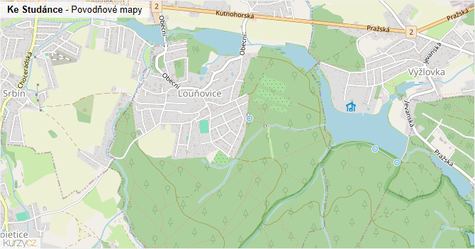 Ke Studánce - záplavové mapy stoleté vody