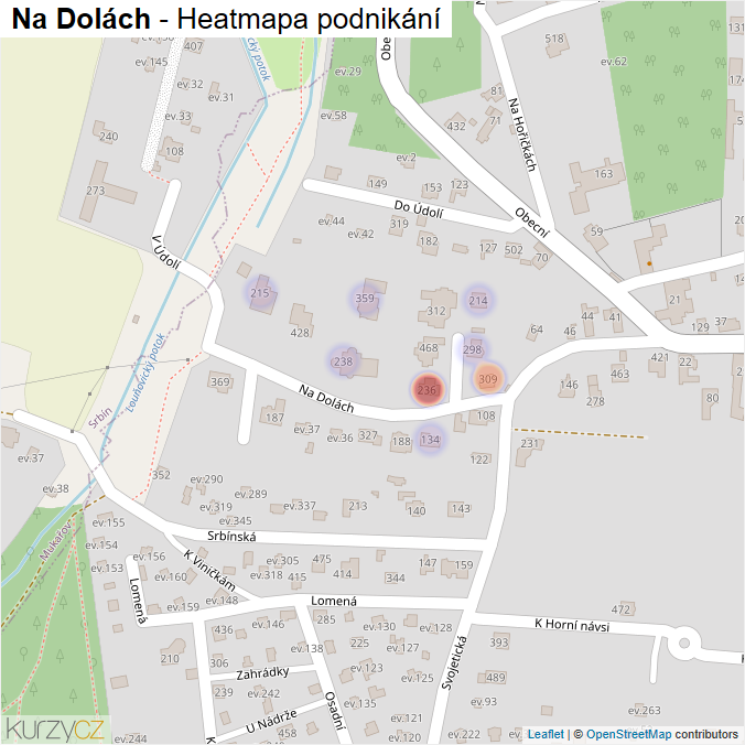 Mapa Na Dolách - Firmy v ulici.