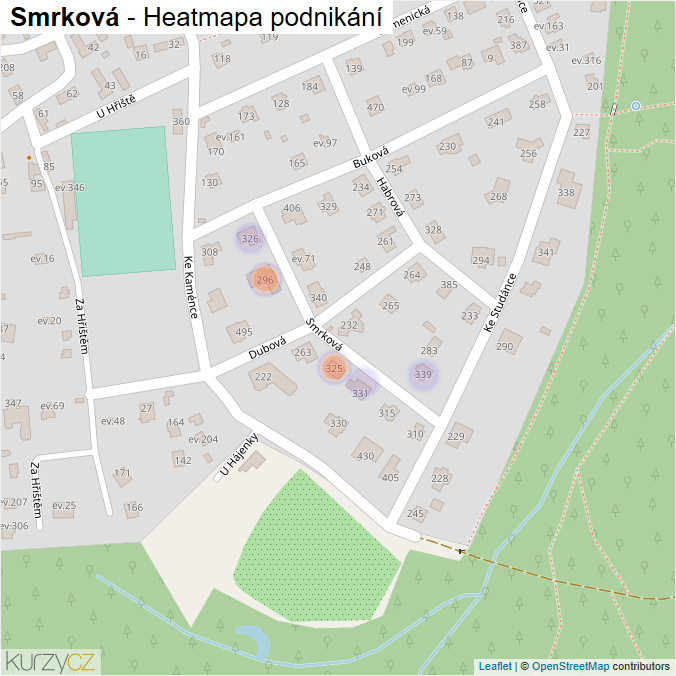 Mapa Smrková - Firmy v ulici.