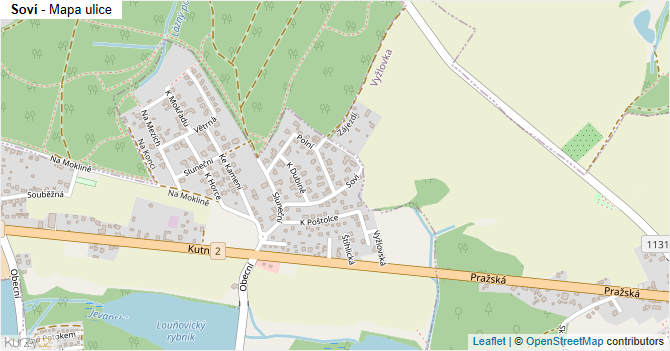 Soví - mapa ulice