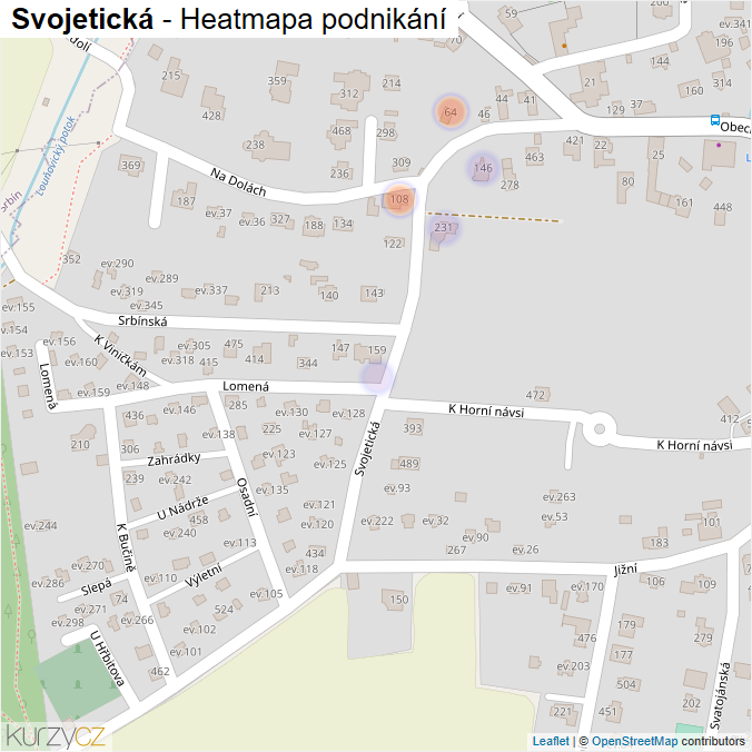 Mapa Svojetická - Firmy v ulici.