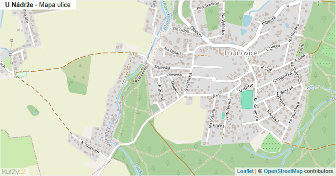 U Nádrže - mapa ulice