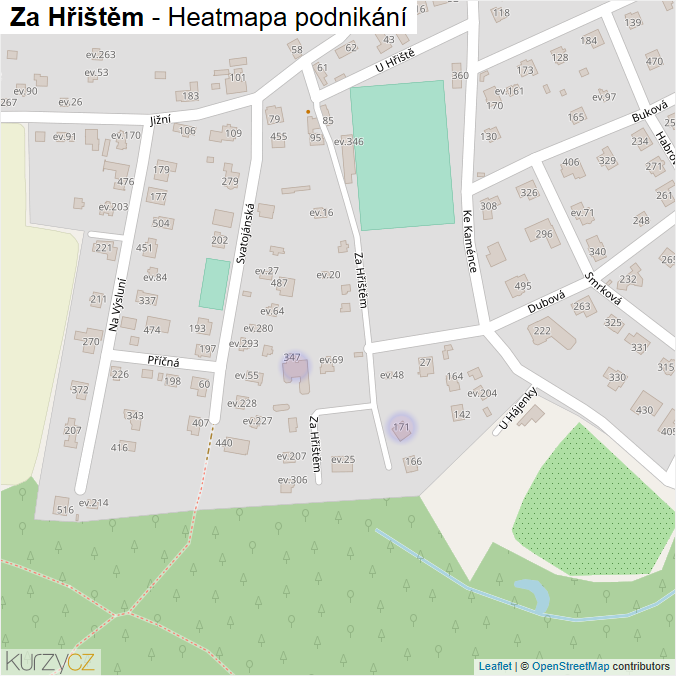 Mapa Za Hřištěm - Firmy v ulici.