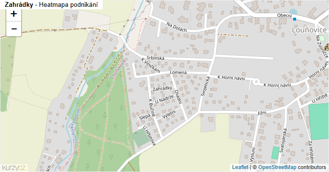 Zahrádky - mapa podnikání