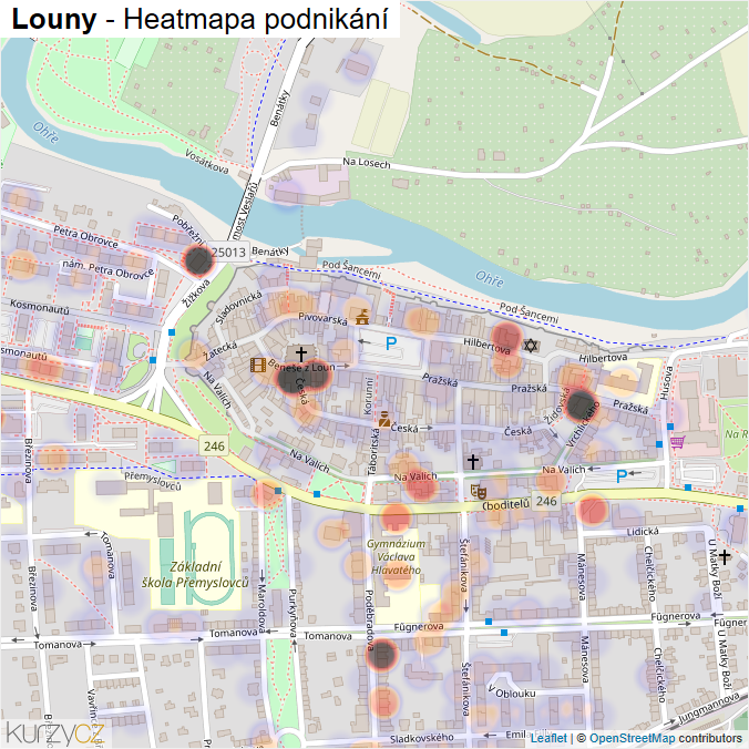 Mapa Louny - Firmy v obci.