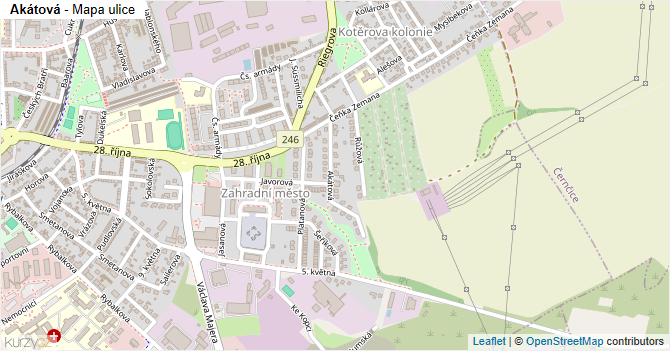 Akátová - mapa ulice