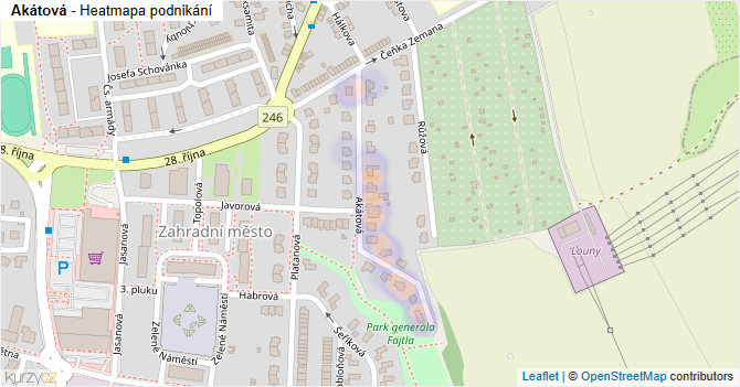 Akátová - mapa podnikání