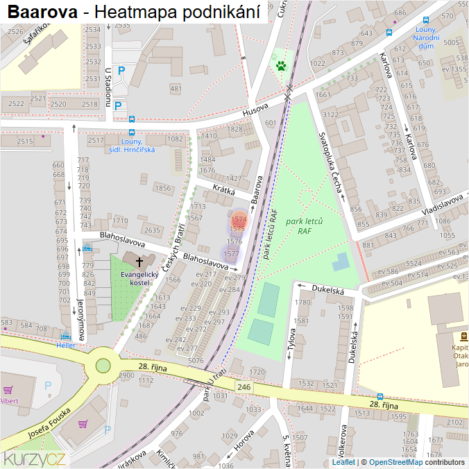 Mapa Baarova - Firmy v ulici.