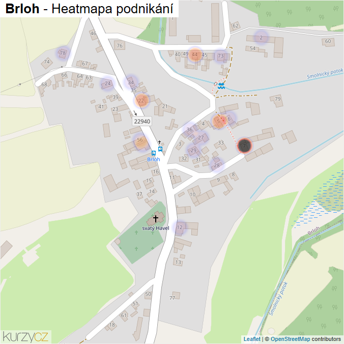 Mapa Brloh - Firmy v části obce.