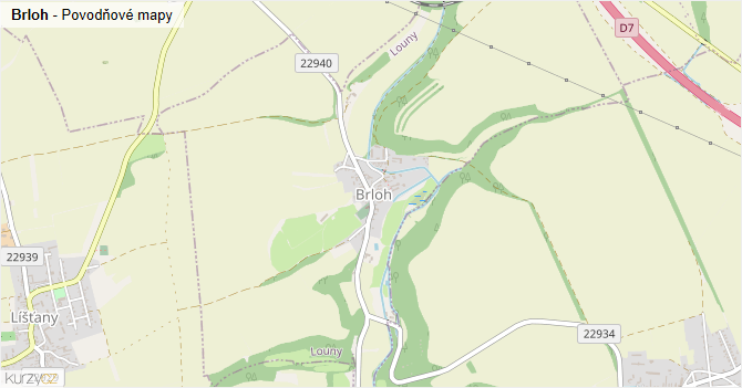 Brloh - záplavové mapy stoleté vody