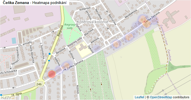 Čeňka Zemana - mapa podnikání
