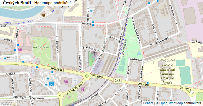 Českých Bratří - mapa podnikání