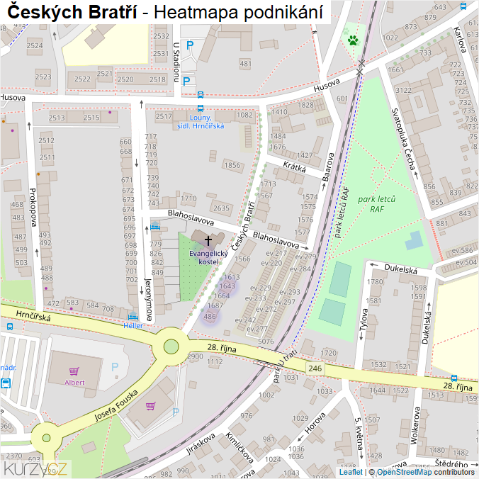 Mapa Českých Bratří - Firmy v ulici.