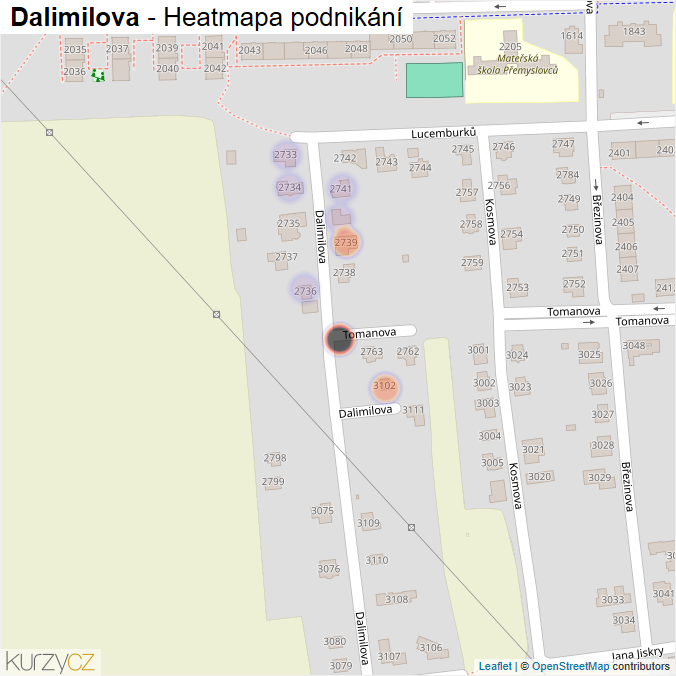 Mapa Dalimilova - Firmy v ulici.
