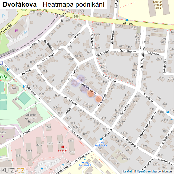 Mapa Dvořákova - Firmy v ulici.