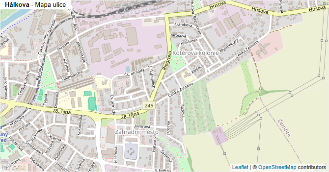 Hálkova - mapa ulice