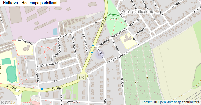 Hálkova - mapa podnikání