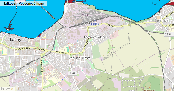 Hálkova - záplavové mapy stoleté vody