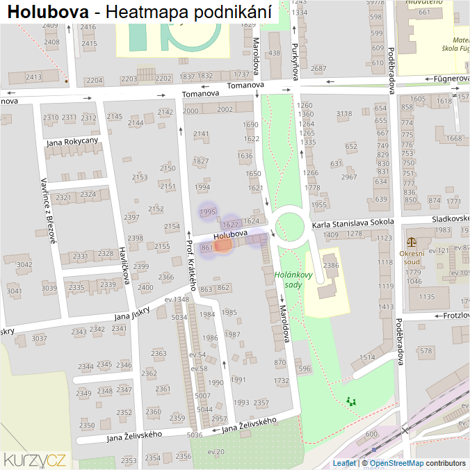 Mapa Holubova - Firmy v ulici.