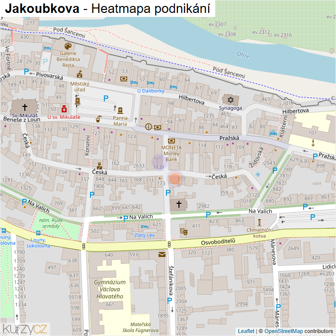 Mapa Jakoubkova - Firmy v ulici.