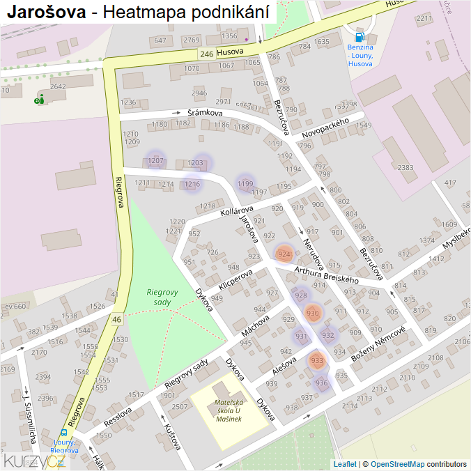 Mapa Jarošova - Firmy v ulici.