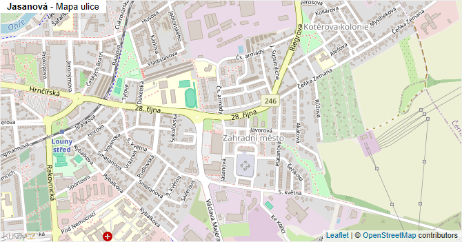 Jasanová - mapa ulice