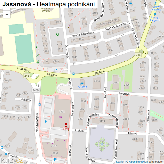 Mapa Jasanová - Firmy v ulici.