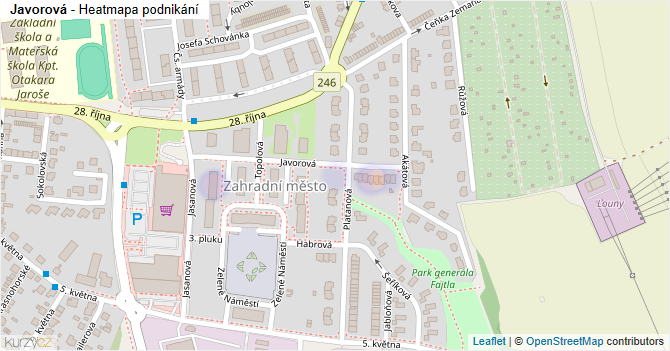Javorová - mapa podnikání