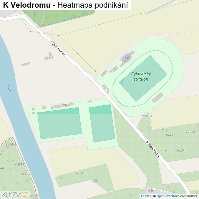 Mapa K Velodromu - Firmy v ulici.
