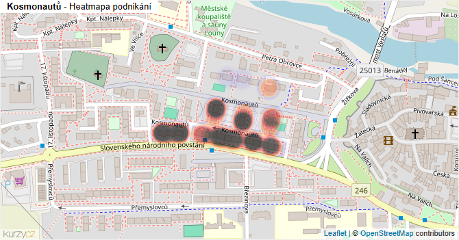 Kosmonautů - mapa podnikání