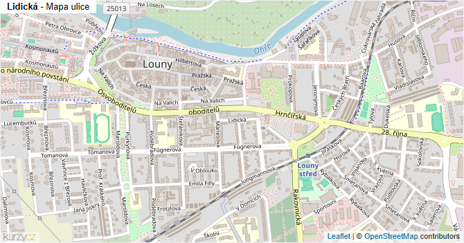 Lidická - mapa ulice