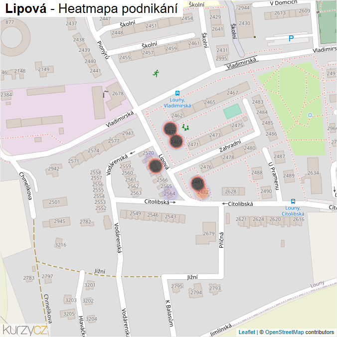 Mapa Lipová - Firmy v ulici.